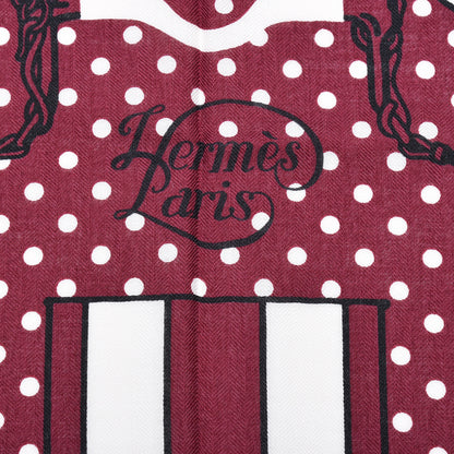 Hermes Silk Cashmere Grand Manege Bandana Shawl 140 Bordeaux White Black 4 of 6