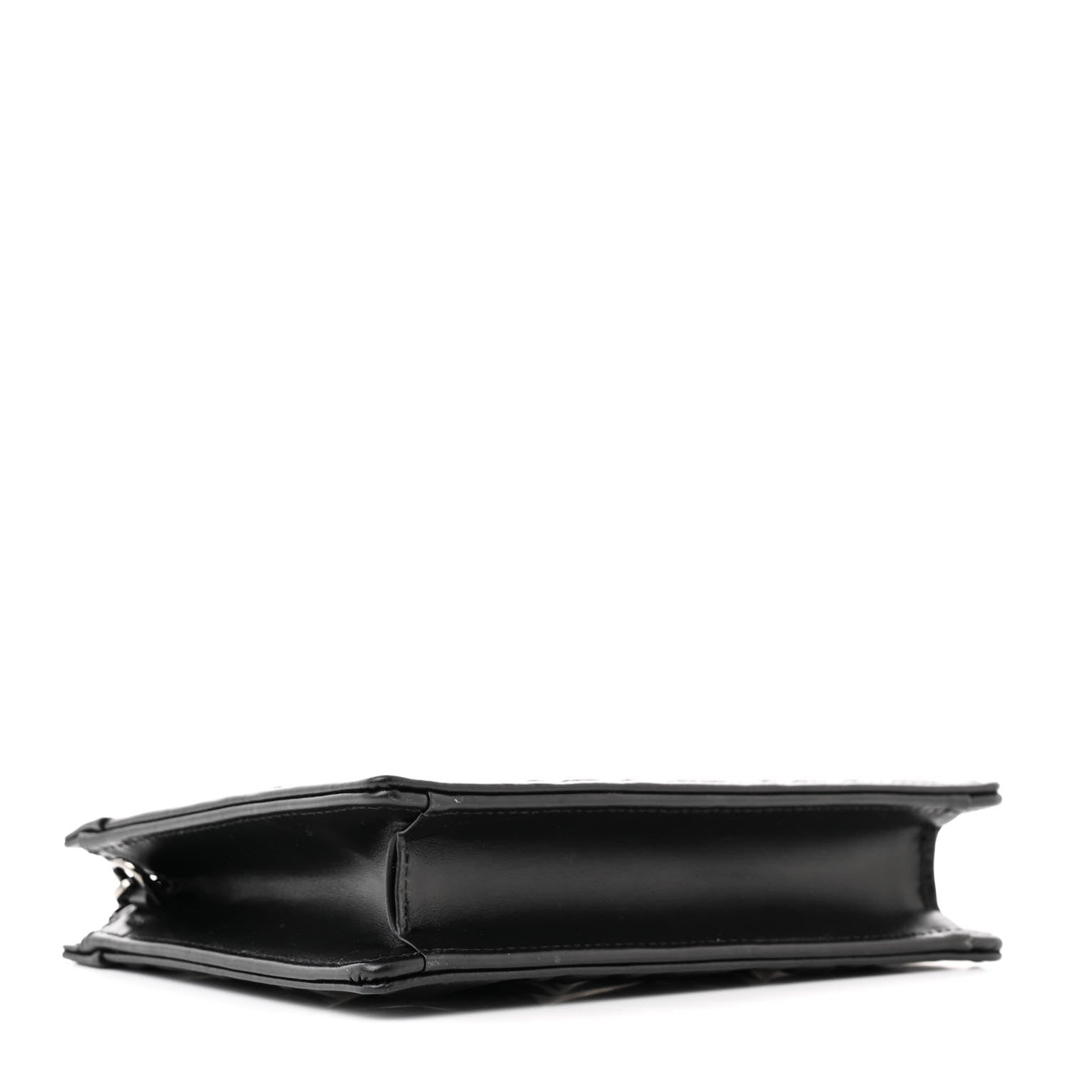 Christian Dior Calfskin Macrocannage Diamond Caro Zipped Pouch With Chain Black 4 of 11