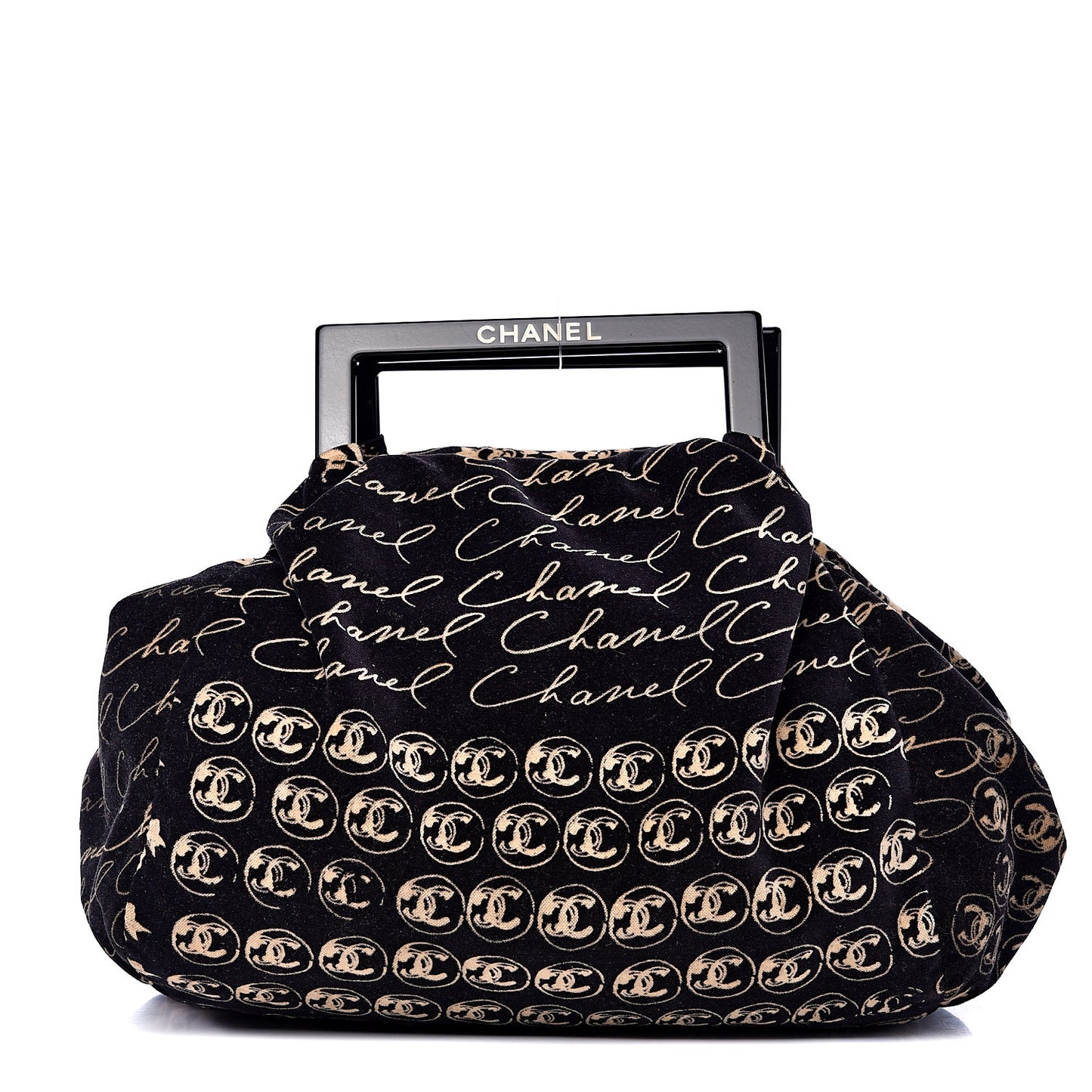 Velvet Camellia Flower Print Tote Black