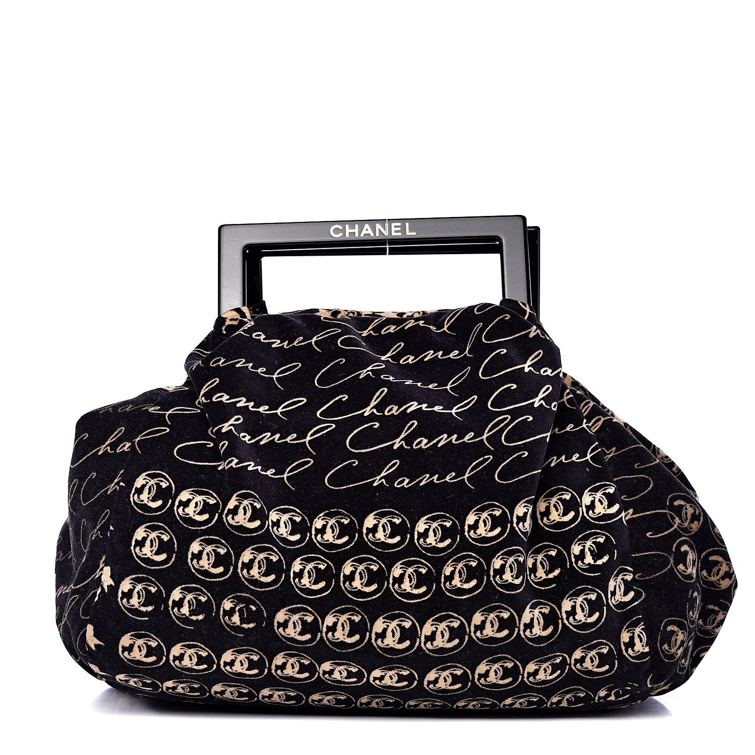 Chanel Velvet Camellia Flower Print Tote Black 1 of 9