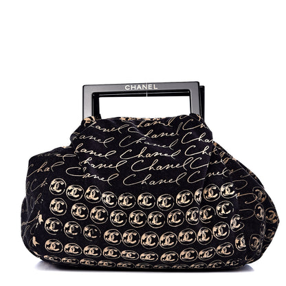Chanel Velvet Camellia Flower Print Tote Black 1 of 9
