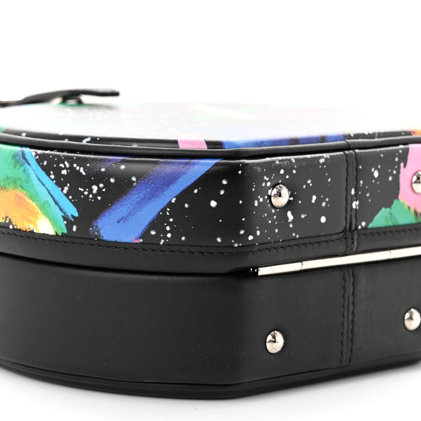 Calfskin Splash Print Petite Boite Chapeau Black