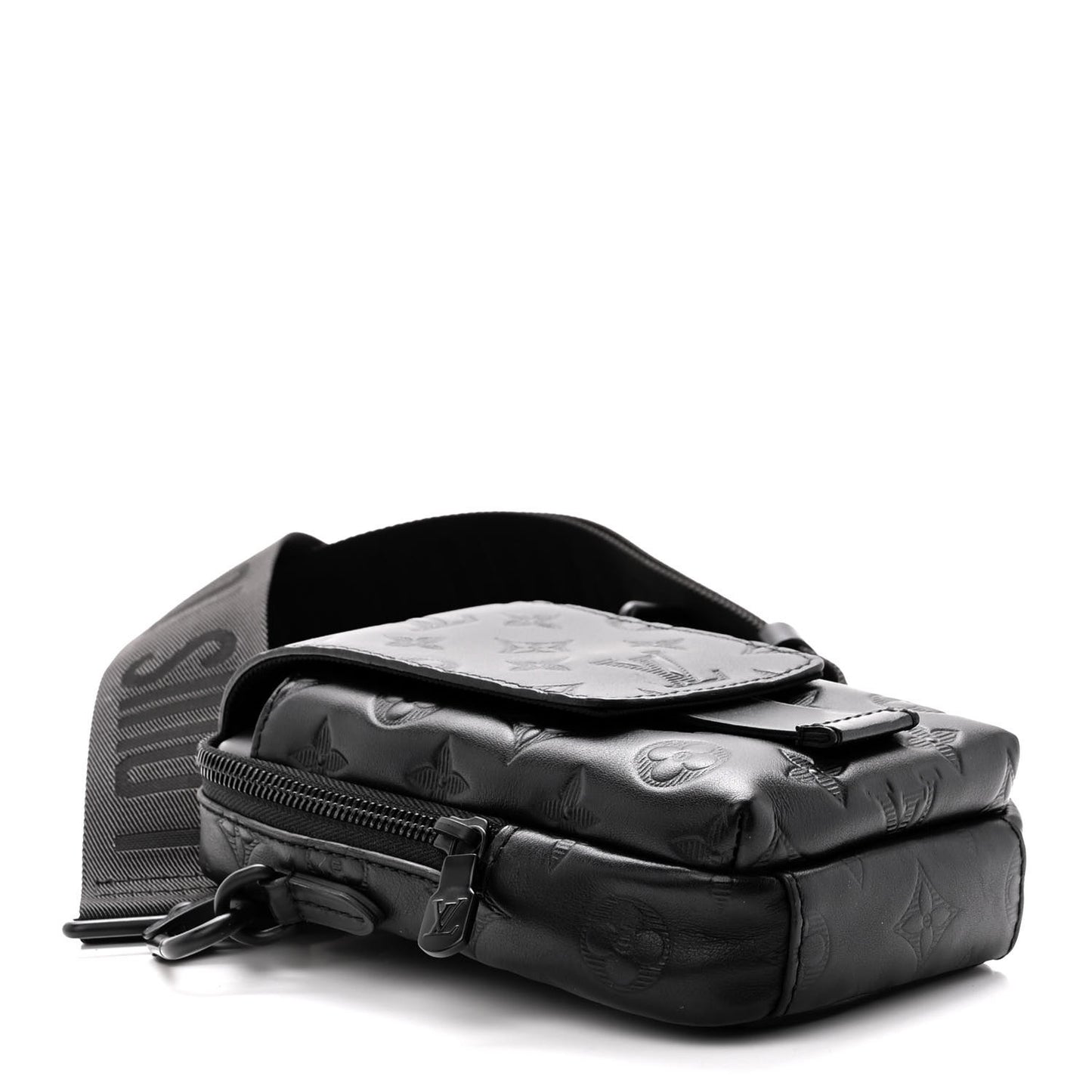 Calfskin Monogram Shadow Double Phone Pouch NM Black