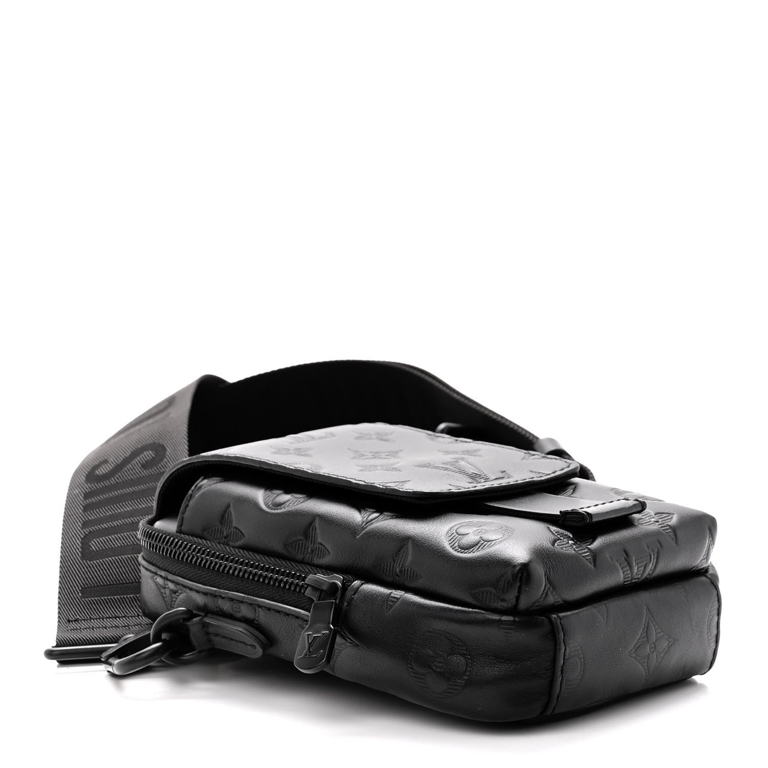 Louis Vuitton Calfskin Monogram Shadow Double Phone Pouch NM Black 3 of 8