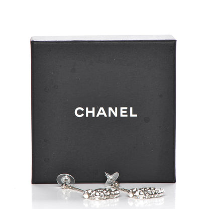 Chanel Baguette Crystal CC Dangle Earrings Silver 4 of 4