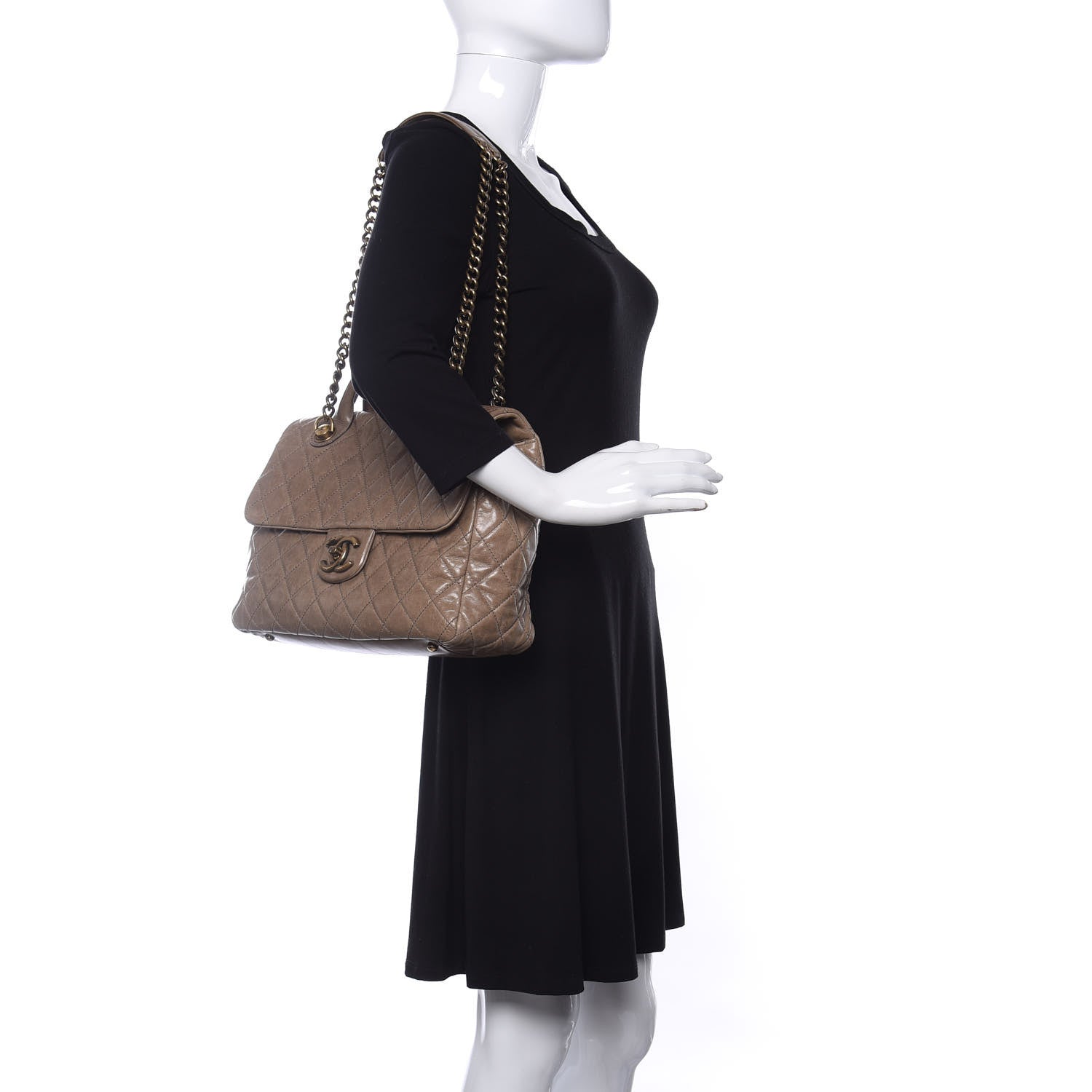 Chanel Glazed Calfskin Large Castle Rock Flap Dark Beige 2 of 10