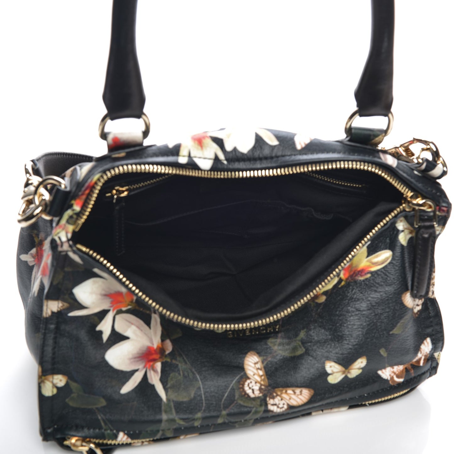 Lambskin Magnolia and Moth Print Medium Pandora Black