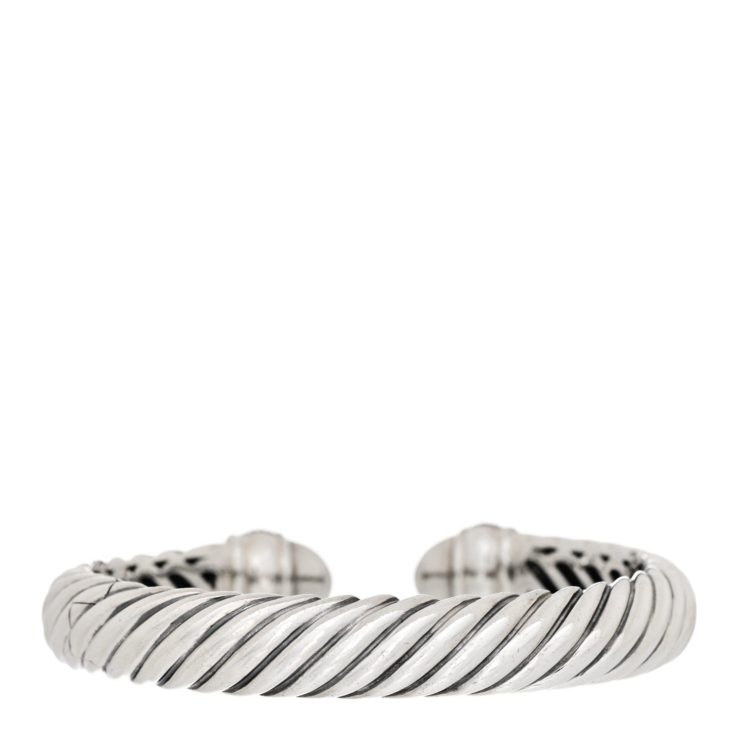 David Yurman Sterling Silver Diamond 10mm Sculpted Cable Bracelet 2 of 4