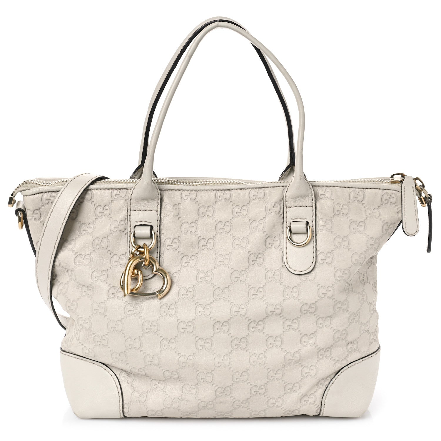 Gucci Guccissima Heart Bit Charm Top Handle Tote Off Off White 1 of 15