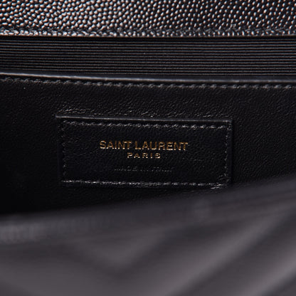 Saint Laurent Grain De Poudre Matelasse Chevron Medium Monogram Satchel Black 7 of 11