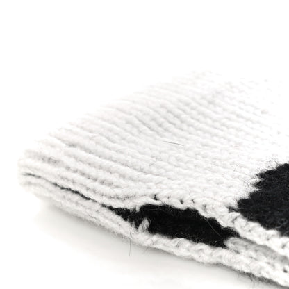 Chanel Cashmere CC Fingerless Gloves White Black 10 of 10
