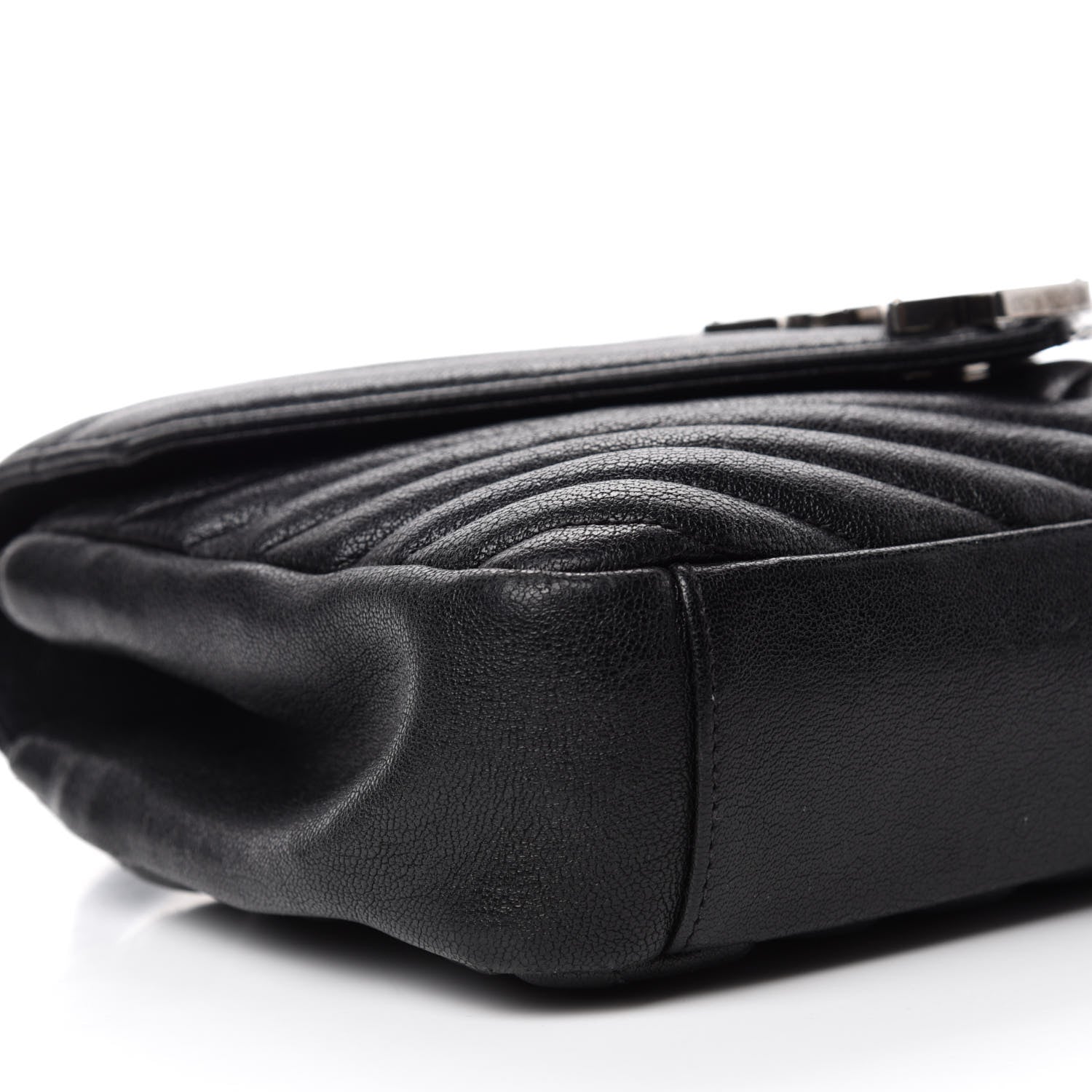 Saint Laurent Sheepskin Matelasse Chevron Monogram Medium College Bag Black 6 of 13