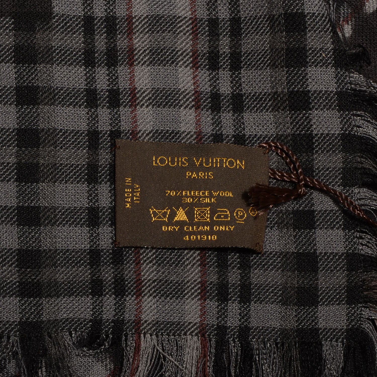 Louis Vuitton Mens Fleece Wool Silk Trunks Shawl Gris Rouge 4 of 5