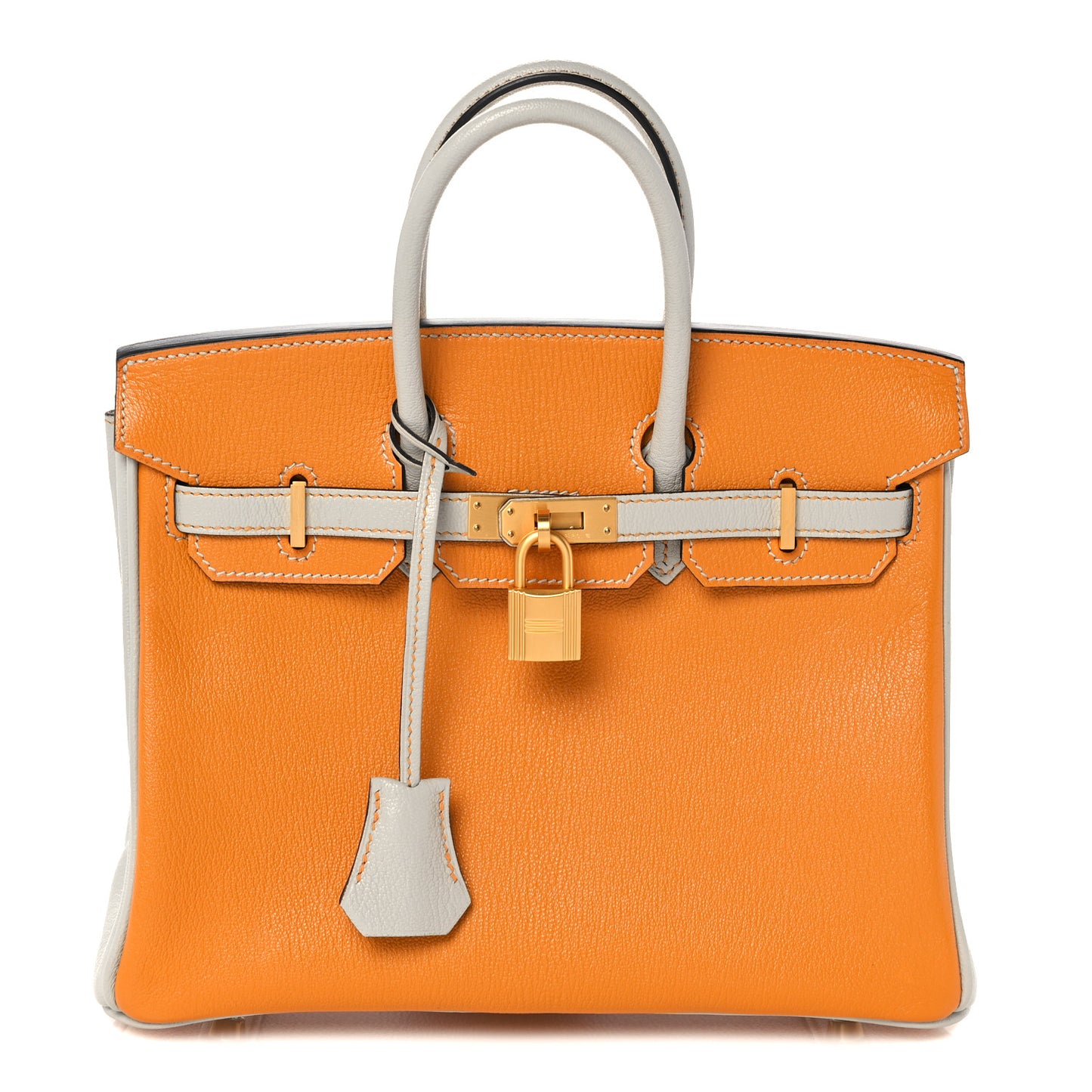 Chevre Mysore Horseshoe Birkin 25 Abricot Gris Perle