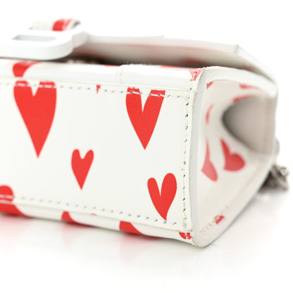Balenciaga Smooth Calfskin Heart Hourglass Top Handle Bag Mini with Chain White Red 9 of 12