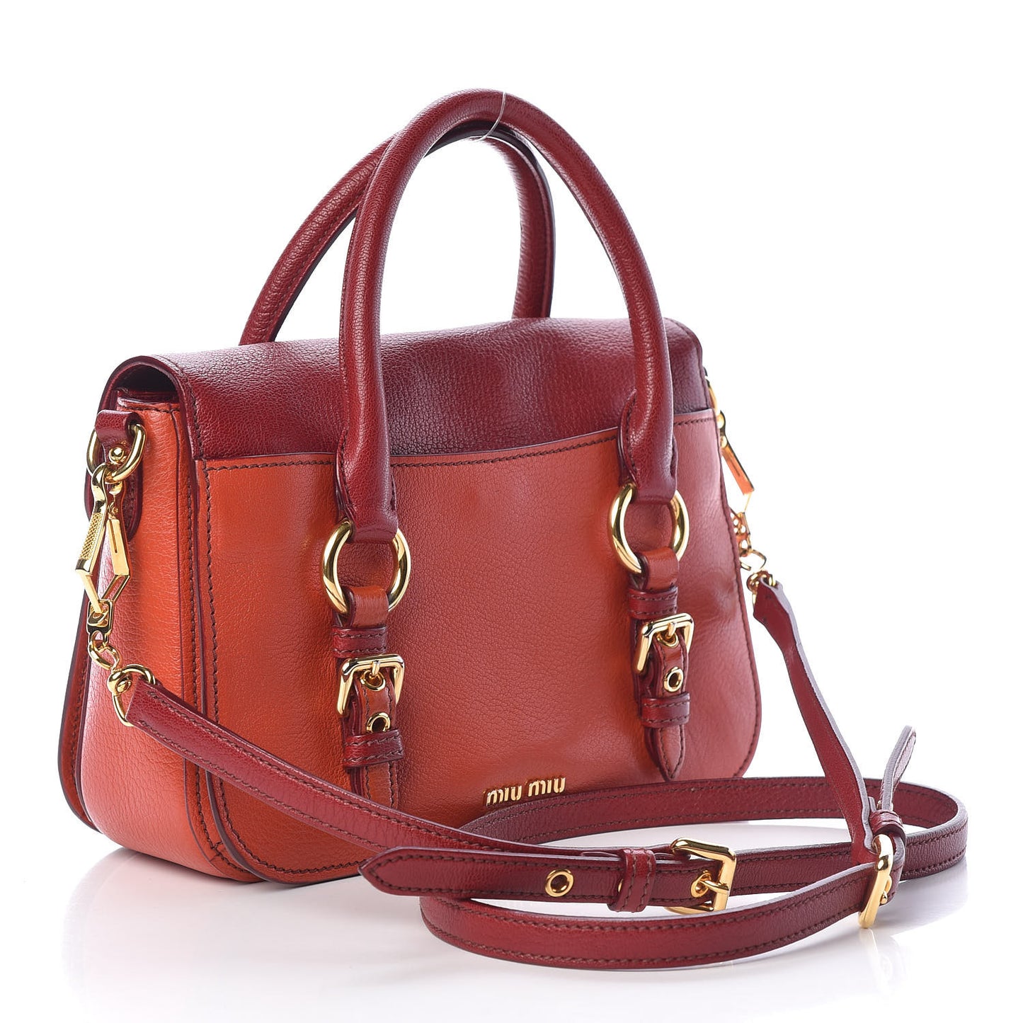 Goatskin Madras Crossbody Bag Mandarino Rubino