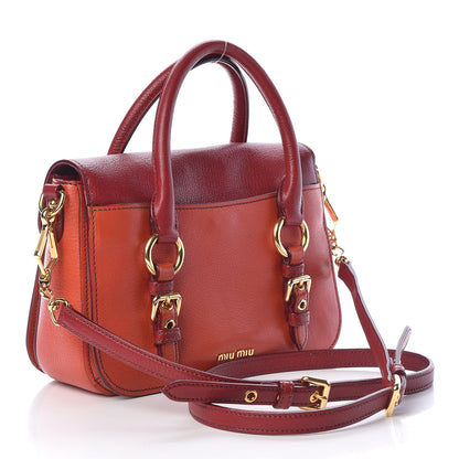 Miu Miu Goatskin Madras Crossbody Bag Mandarino Rubino 3 of 18
