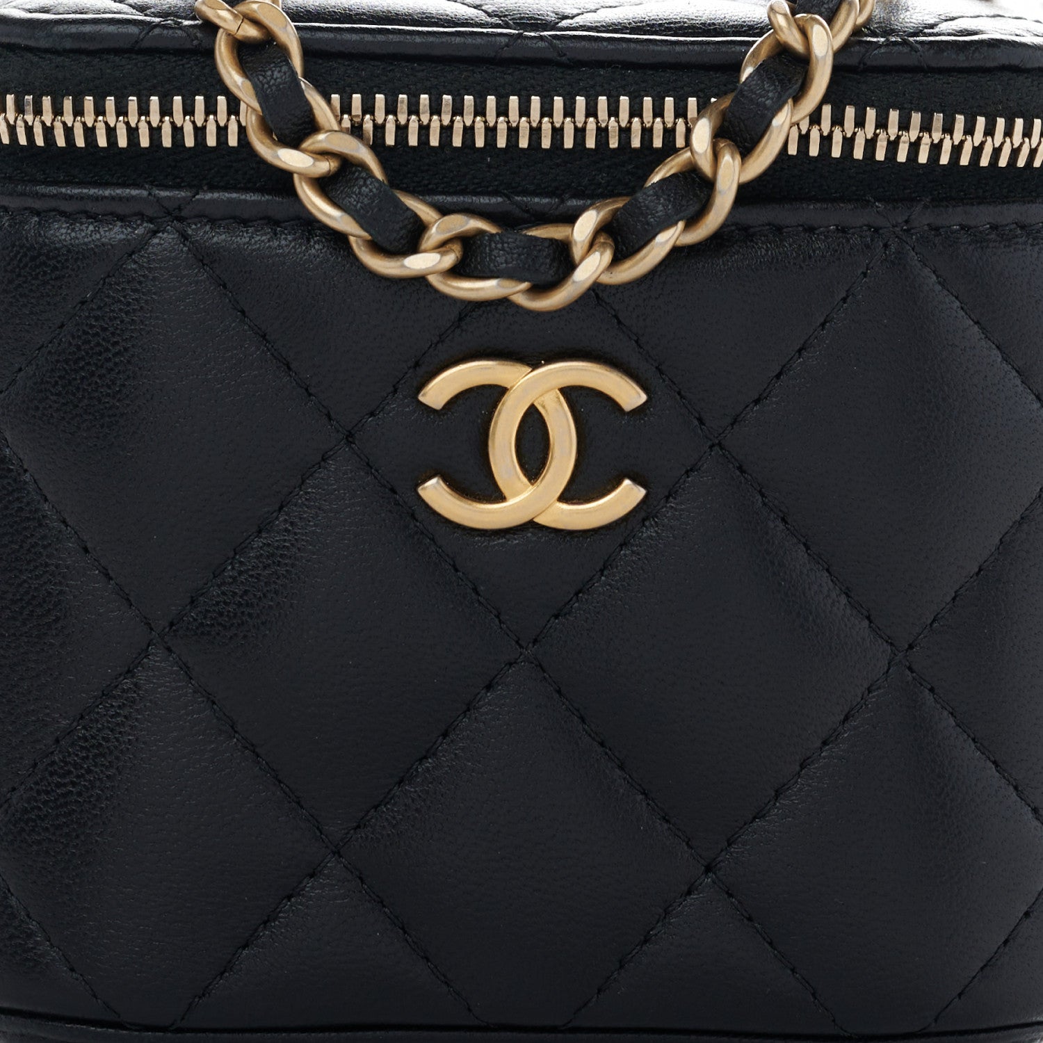 Chanel Lambskin Quilted Top Handle Mini Vanity Case With Chain Black 8 of 10