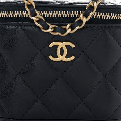 Chanel Lambskin Quilted Top Handle Mini Vanity Case With Chain Black 8 of 10