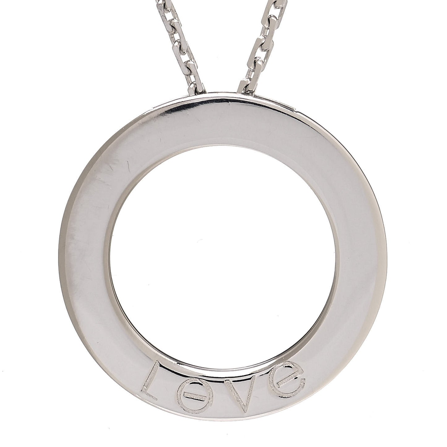 18K White Gold LOVE Pendant Necklace