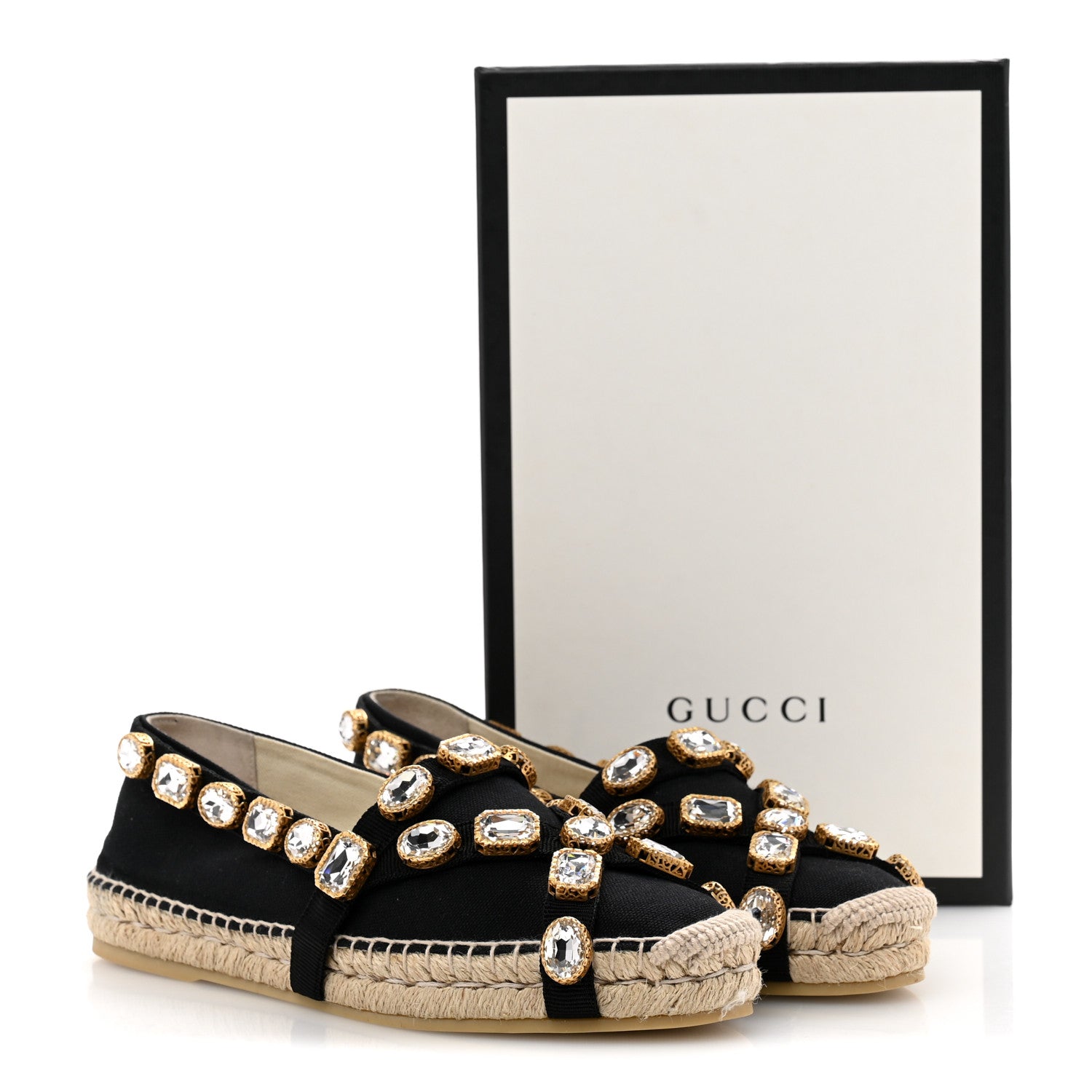 Gucci Canvas Crystal Embellished Espadrilles 39 Black 11 of 11
