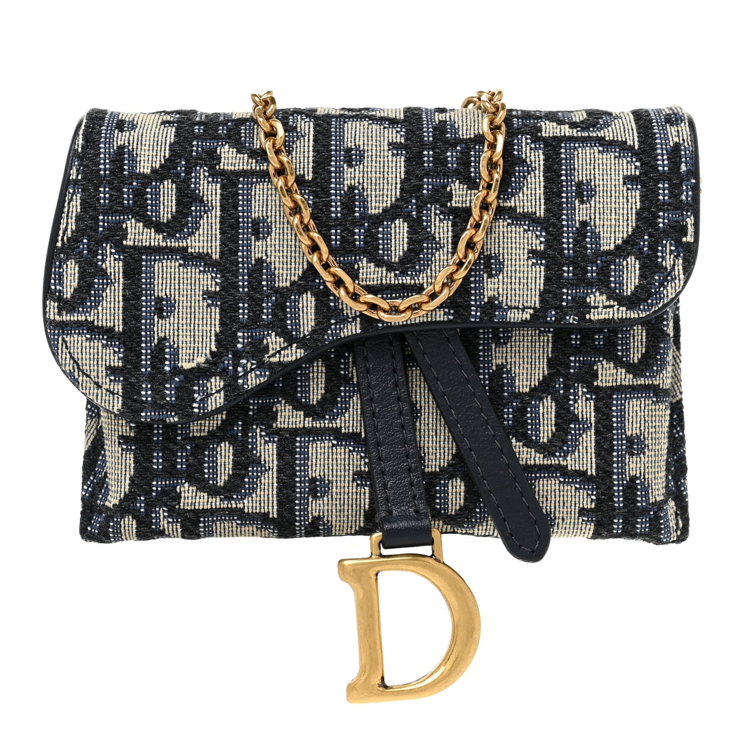 Oblique Nano Saddle Chain Pouch Blue