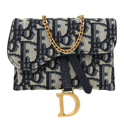 Christian Dior Oblique Nano Saddle Chain Pouch Blue 1 of 9