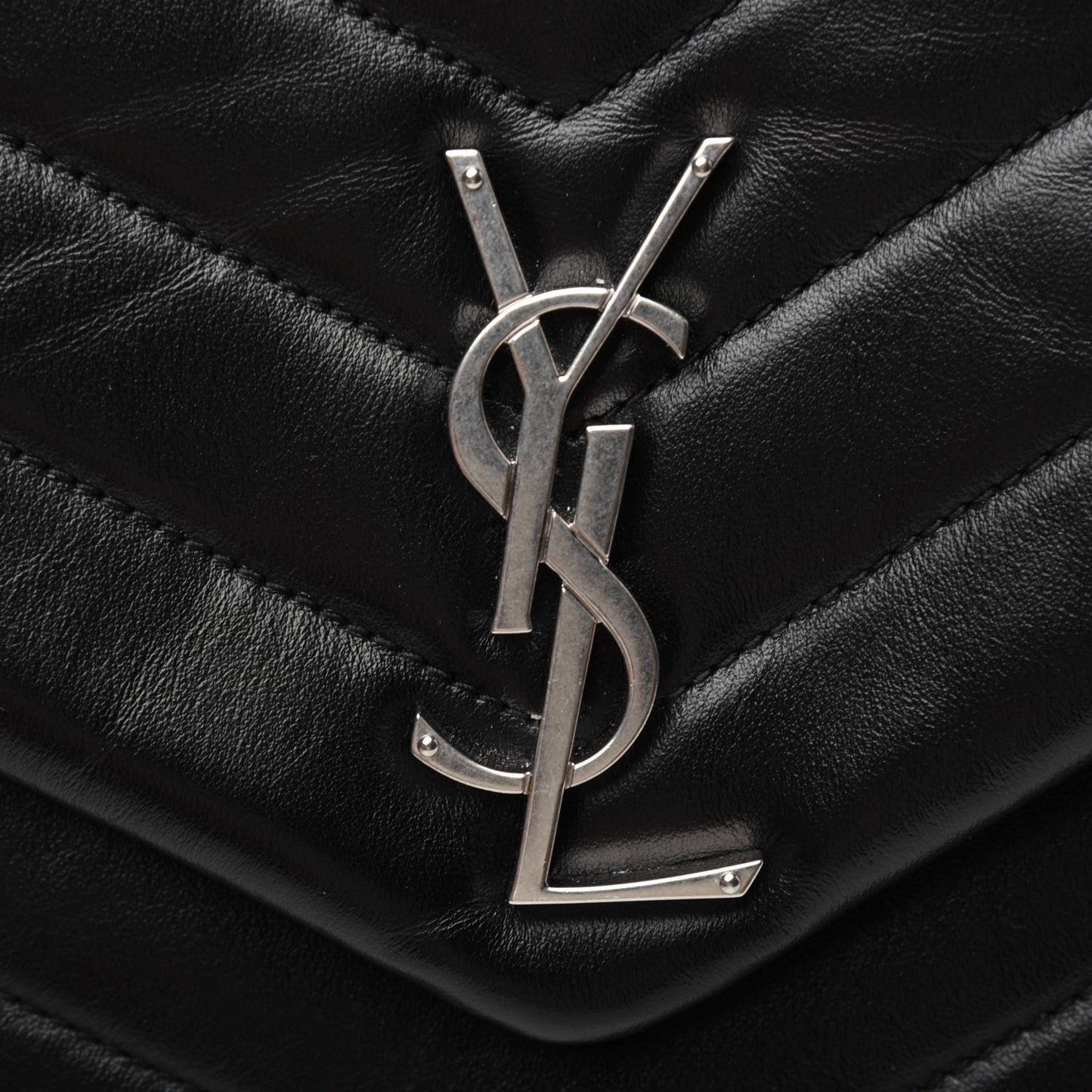 Calfskin Y Quilted Monogram Medium Loulou Chain Satchel Black