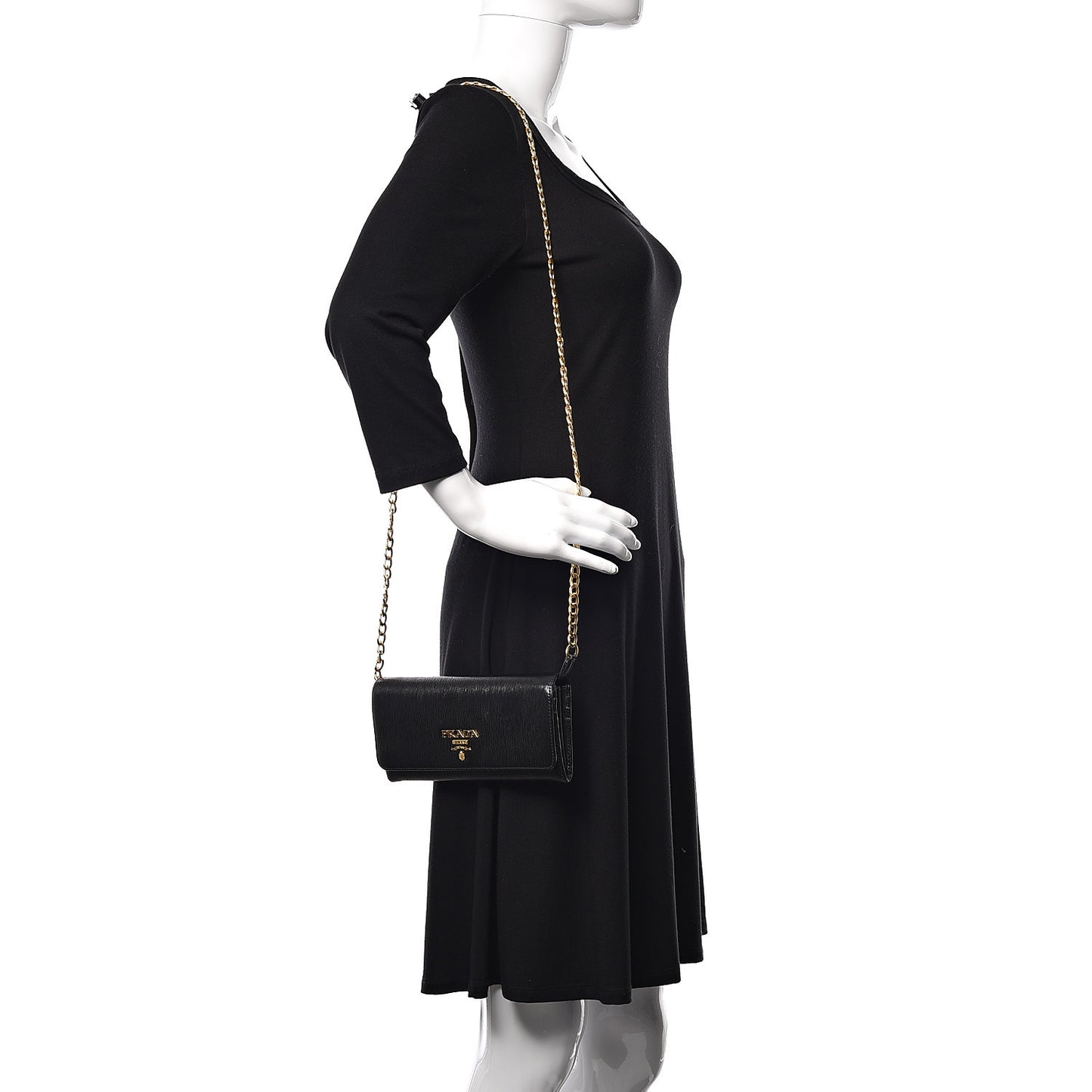 Vitello Move Metal Oro Chain Wallet Black