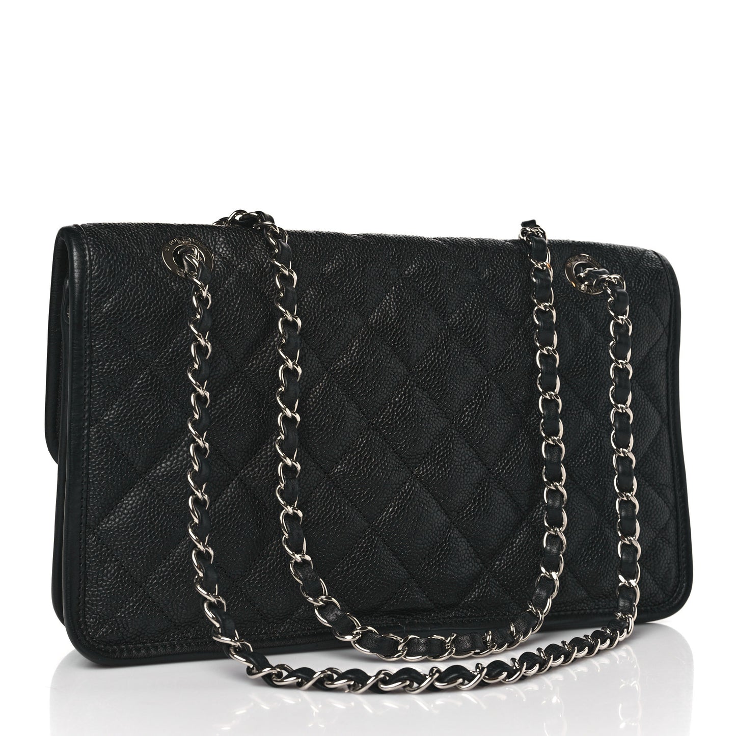 Caviar Quilted Medium French Riviera Flap Black