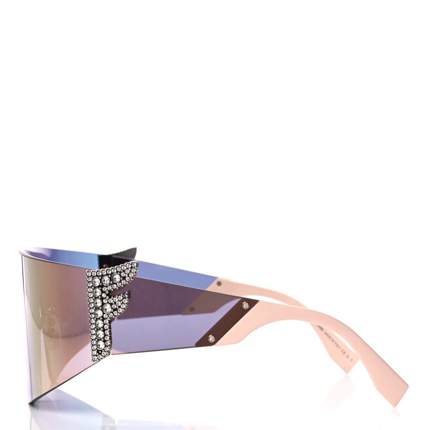 Mirrored Crystal Embellished FFreedom Shield Sunglasses FF 0382/S Pink
