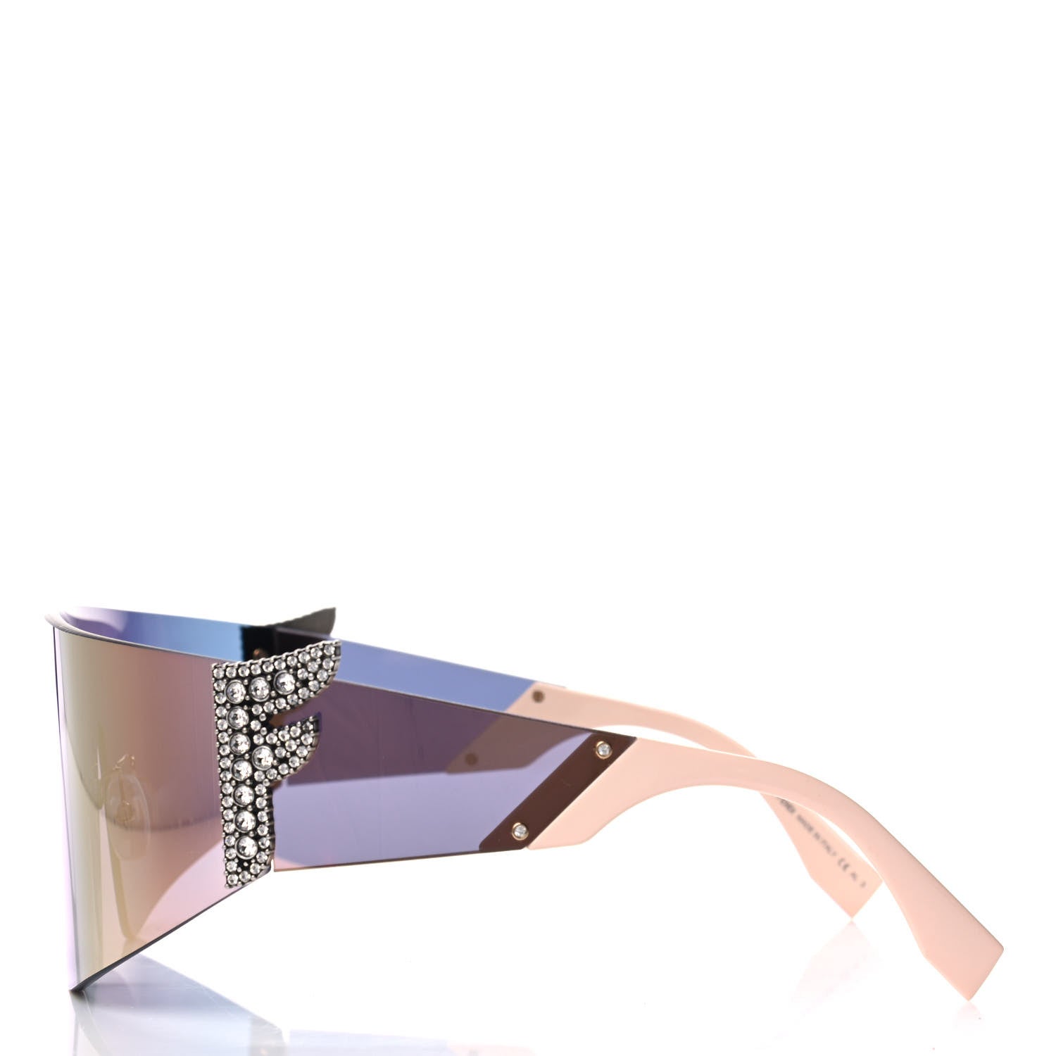 Fendi Mirrored Crystal Embellished FFreedom Shield Sunglasses FF 0382/S Pink 3 of 4