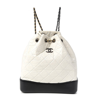 Chanel Aged Calfskin Quilted Small Gabrielle Backpack Black White 1 of 11