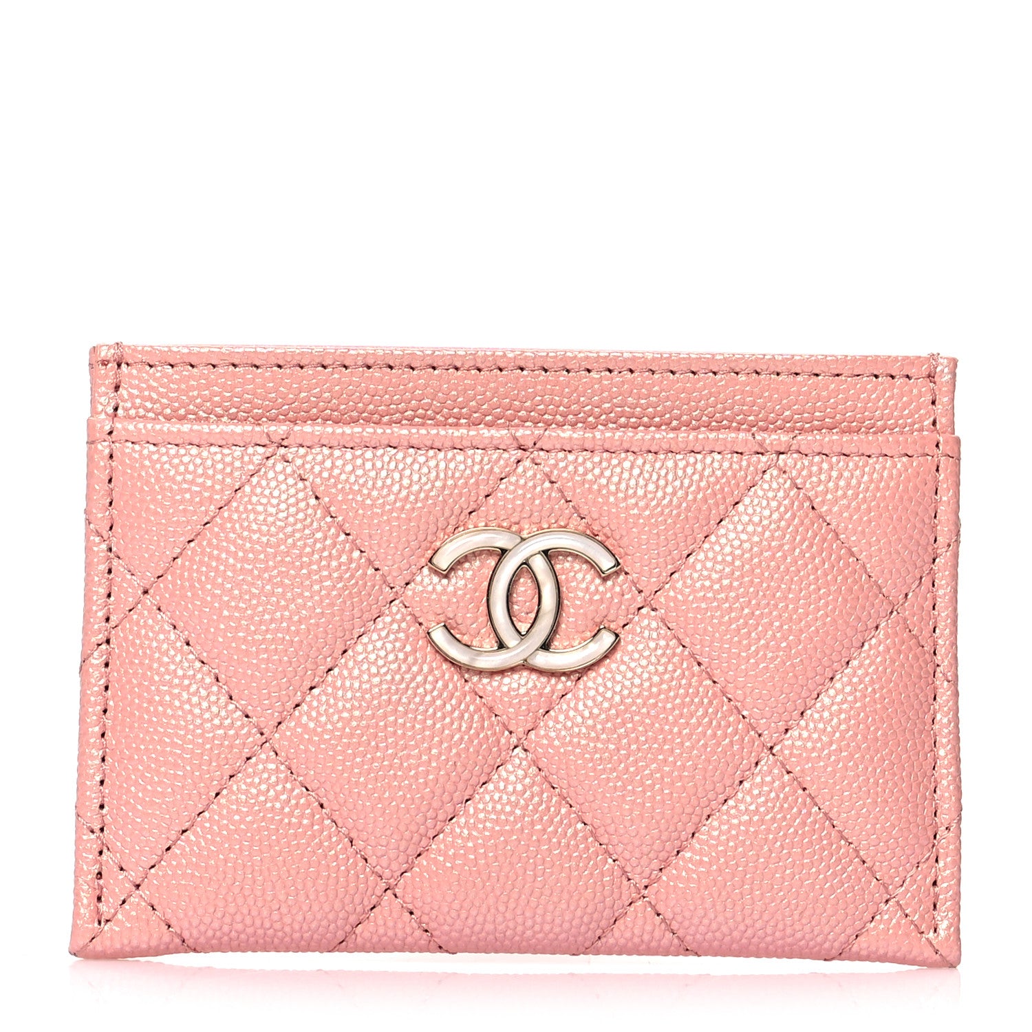 Chanel Iridescent Caviar Quilted Card Holder Pink 1 of 9
