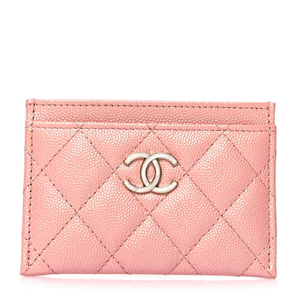 Chanel Iridescent Caviar Quilted Card Holder Pink 1 of 9