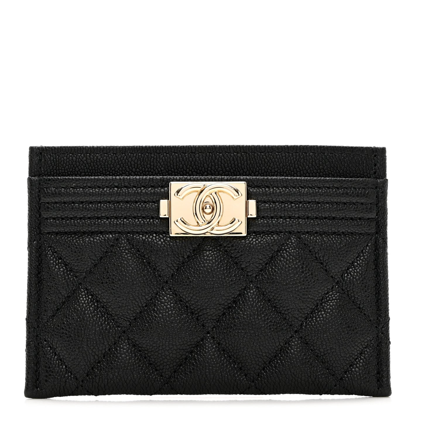 Caviar Quilted Boy Card Holder Black