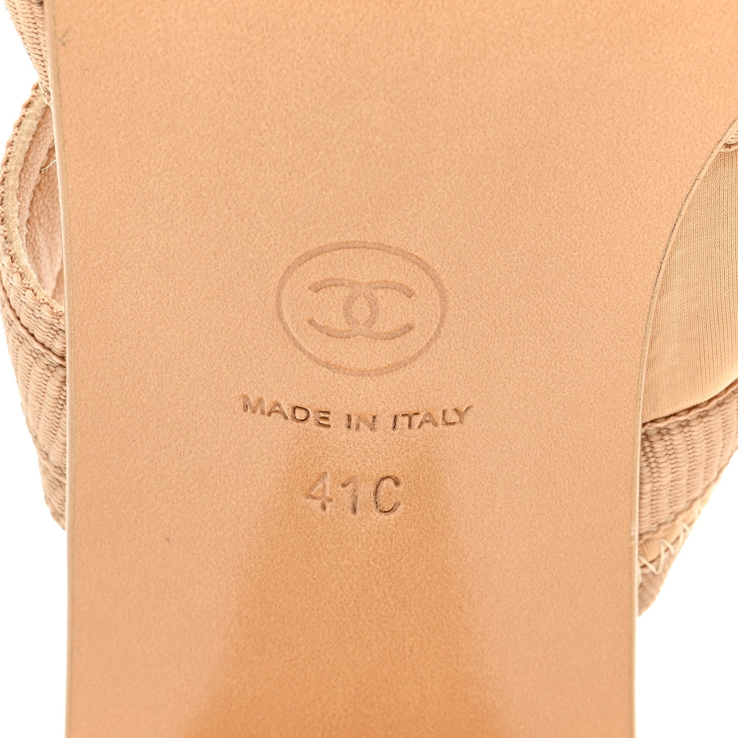 Fabric Metal CC Logo Mules 41 Beige