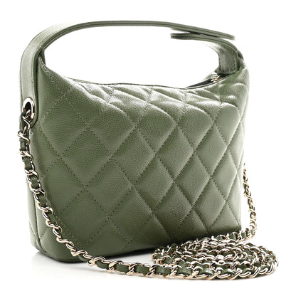 Chanel Caviar Quilted Chain Hobo Khaki 3 of 11