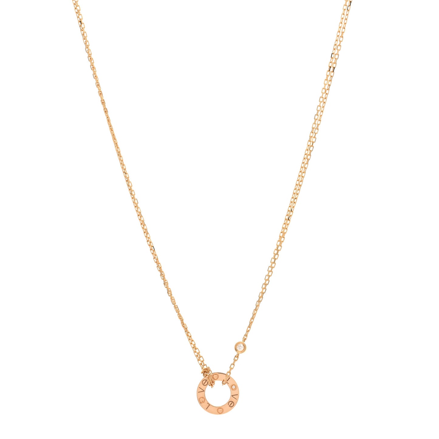 18K Yellow Gold 2 Diamond LOVE Necklace
