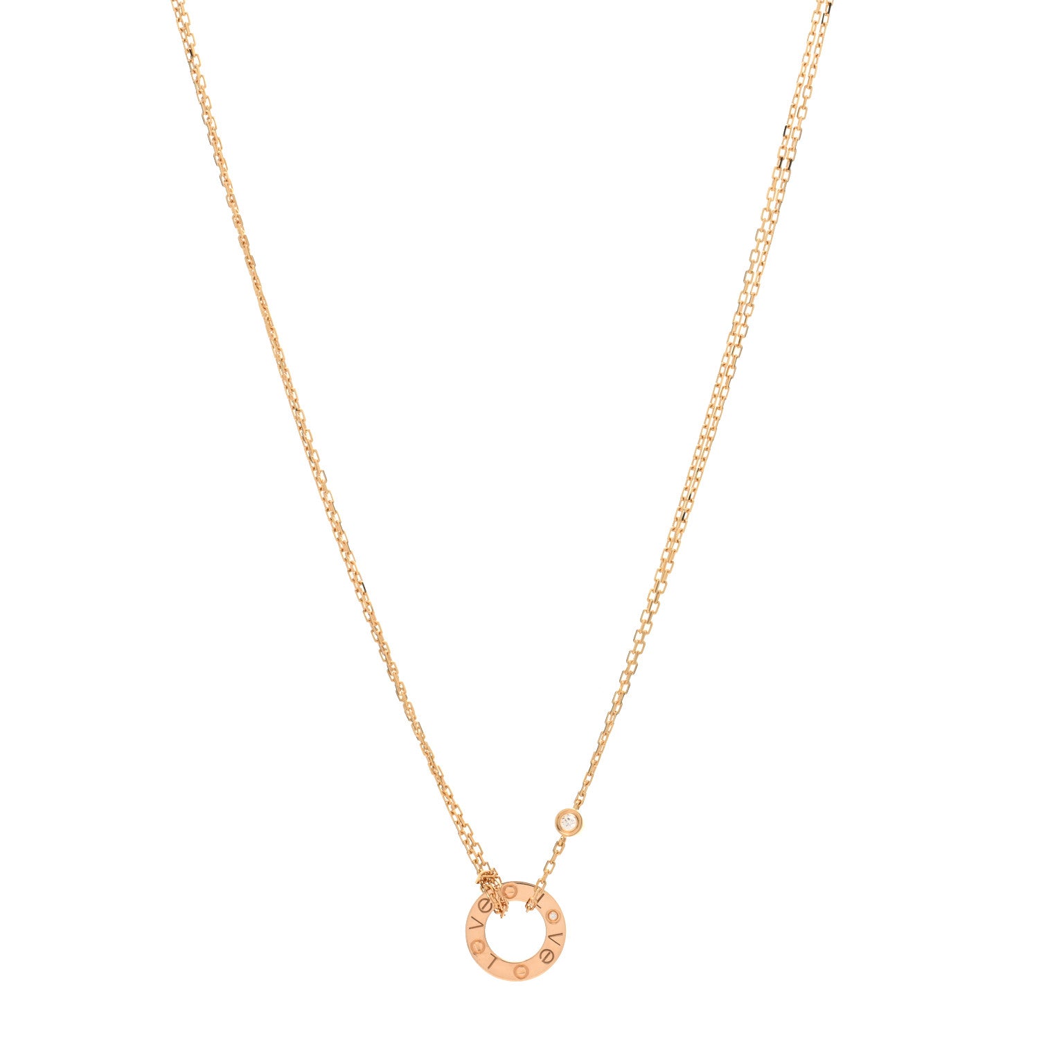 Cartier 18K Yellow Gold 2 Diamond LOVE Necklace 1 of 5