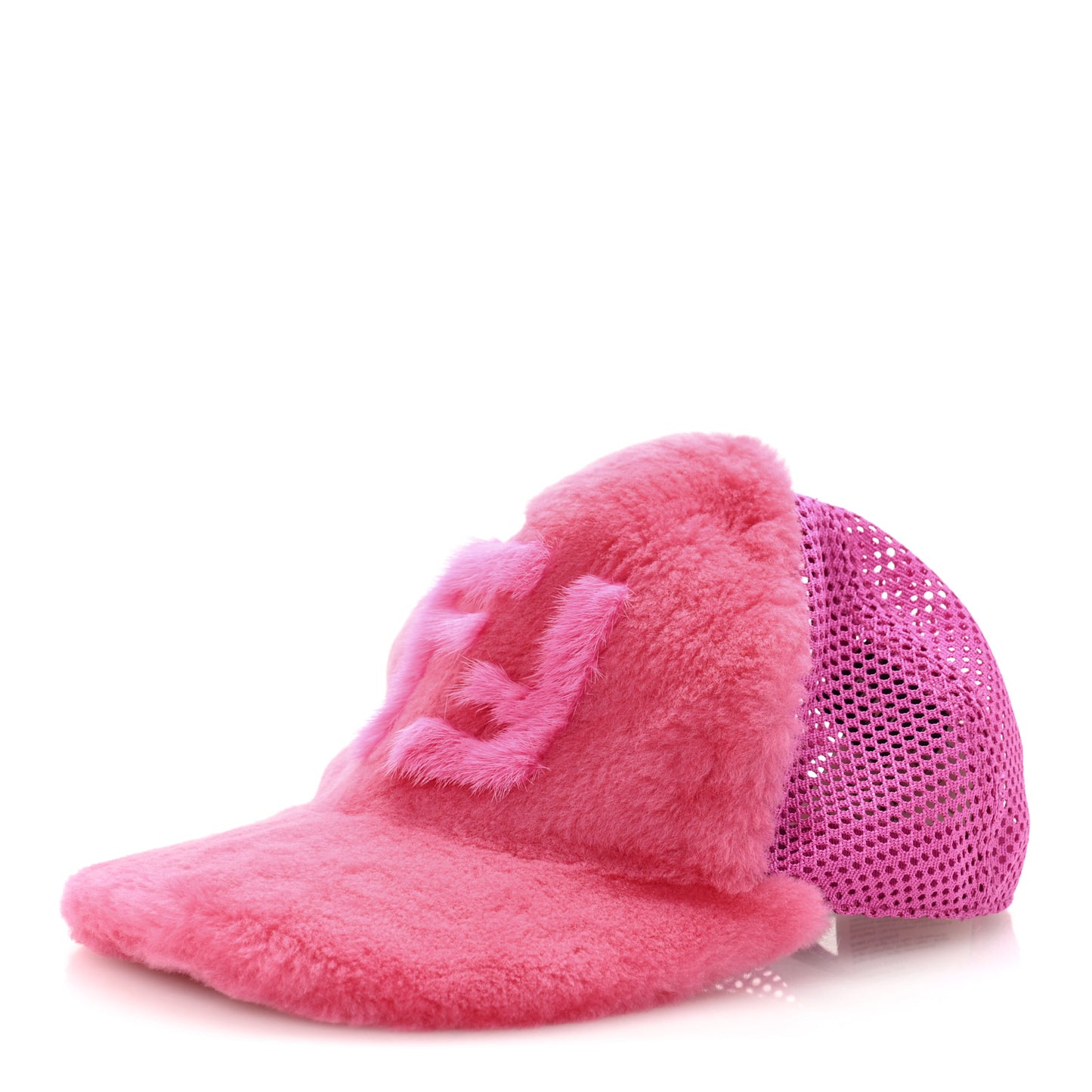 Cotton Shearling FF Baseball Hat M Fucshia