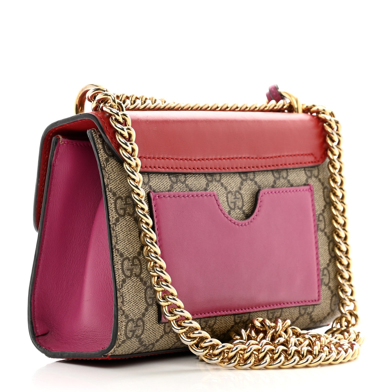 Gucci GG Supreme Monogram Calfskin Small Padlock Shoulder Bag Beige Hibiscus Red New Rosette 3 of 14