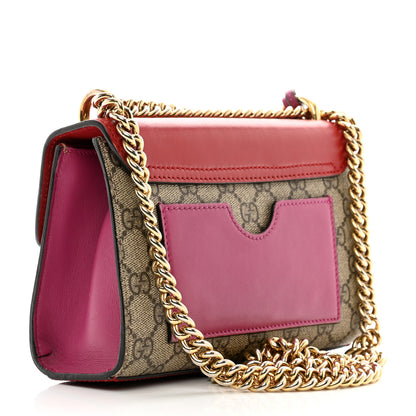 Gucci GG Supreme Monogram Calfskin Small Padlock Shoulder Bag Beige Hibiscus Red New Rosette 3 of 14
