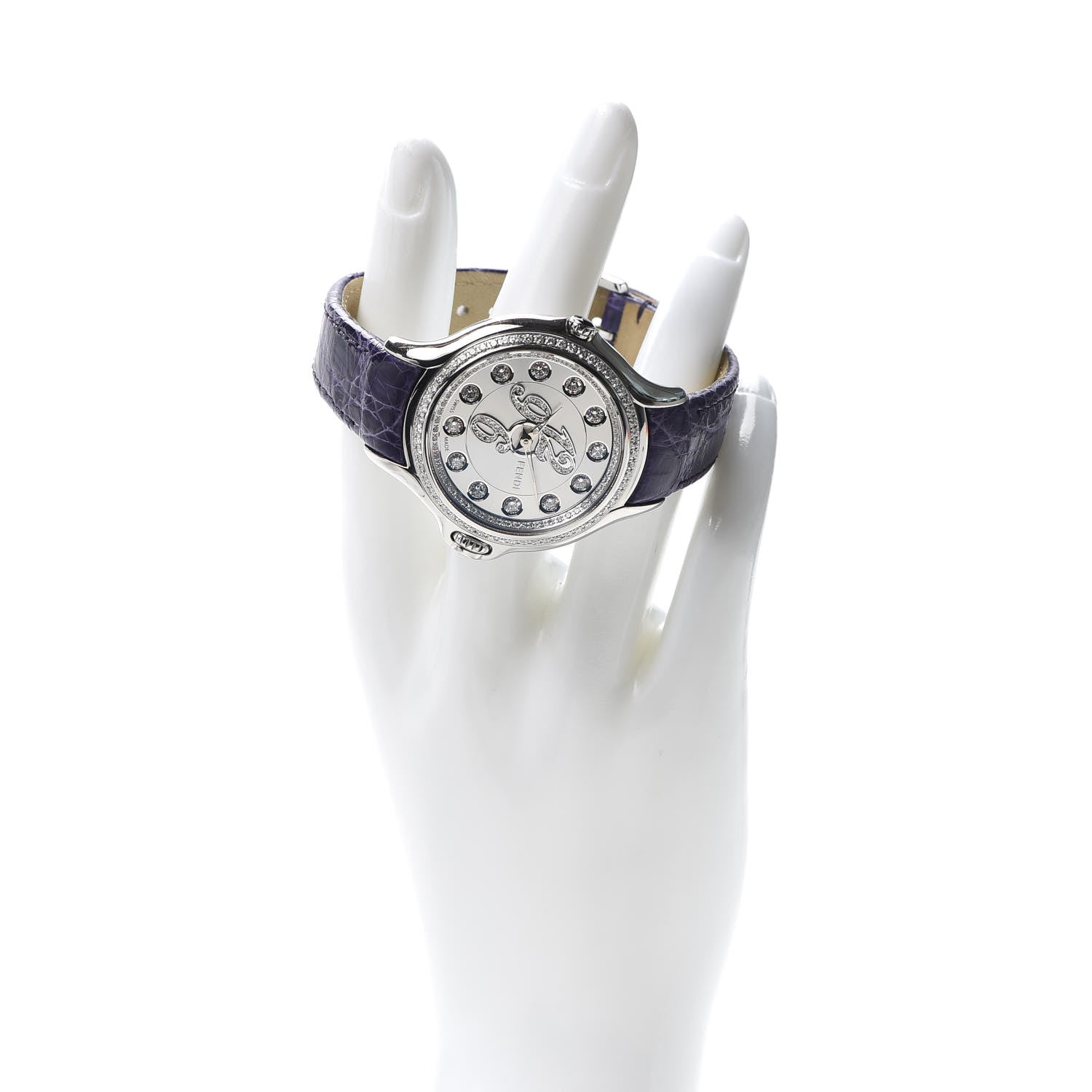 Fendi Stainless Steel Alligator Diamond Bezel Topaz 38mm Crazy Carats Rotating Gem Quartz Watch 3 of 8