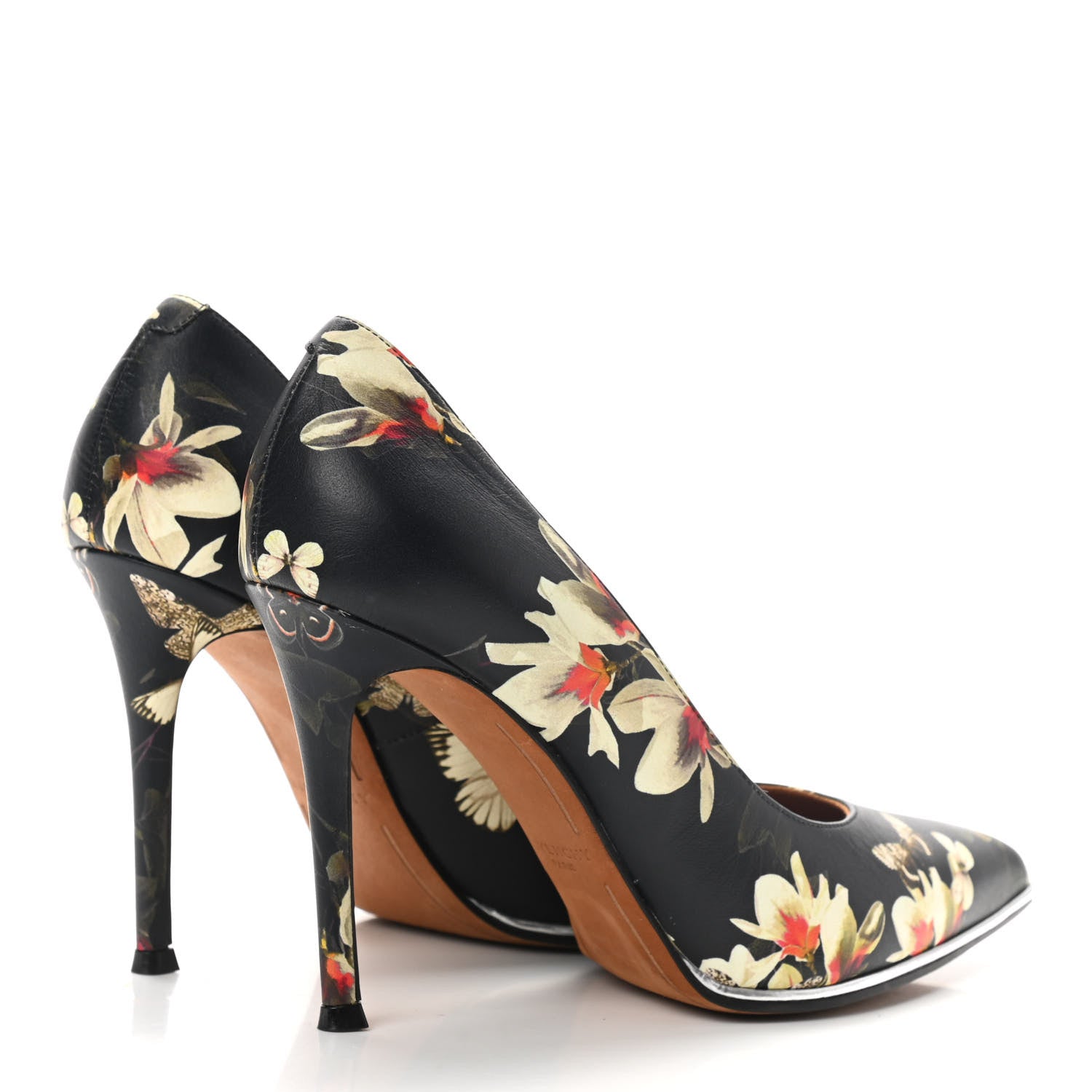 Givenchy Calfskin Floral Print Pointed Toe Pumps 37 Black Multicolor 4 of 9