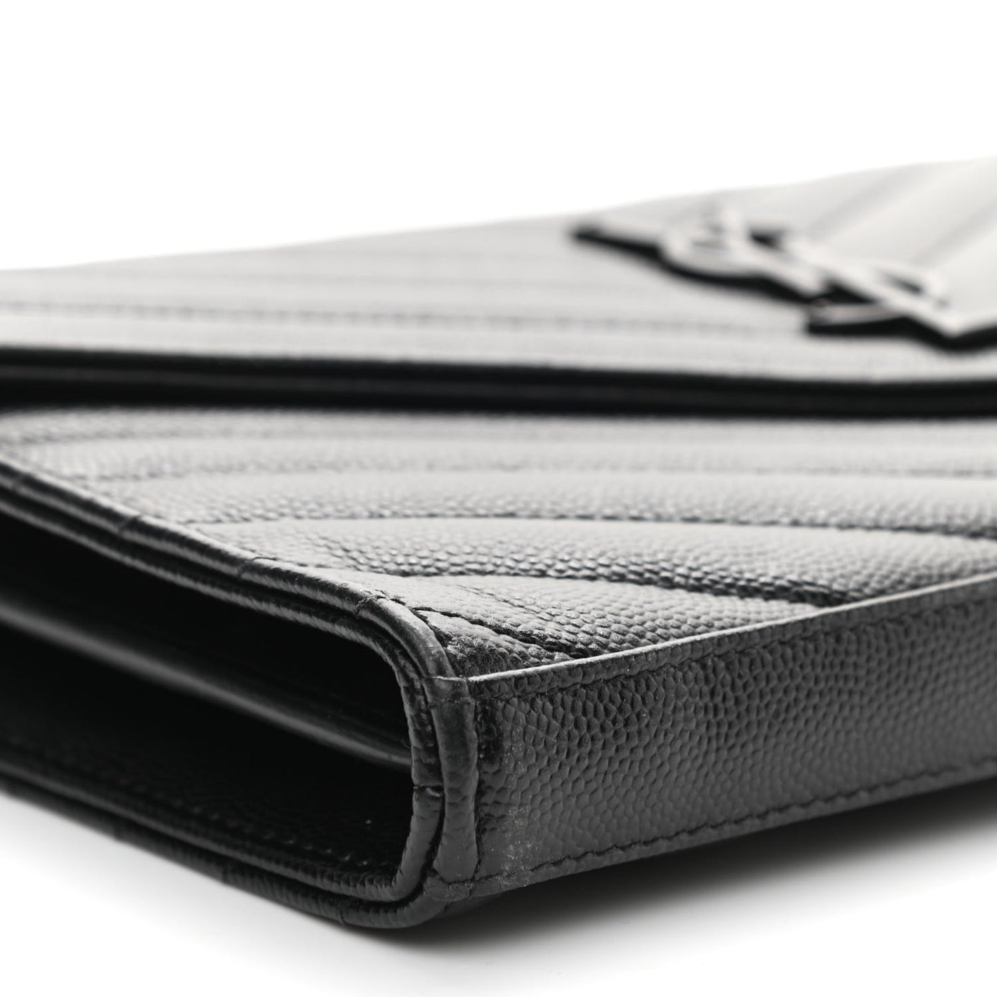 Grain De Poudre Matelasse Chevron Monogram Chain Wallet Black