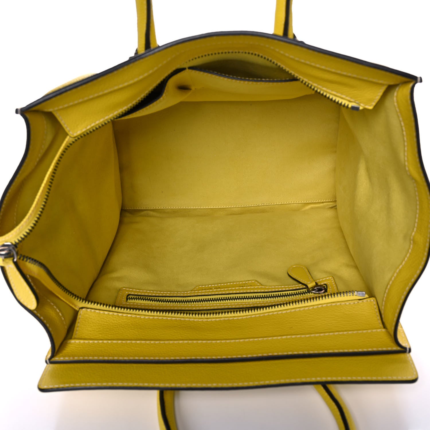 Celine Drummed Calfskin Mini Luggage Citron 5 of 13