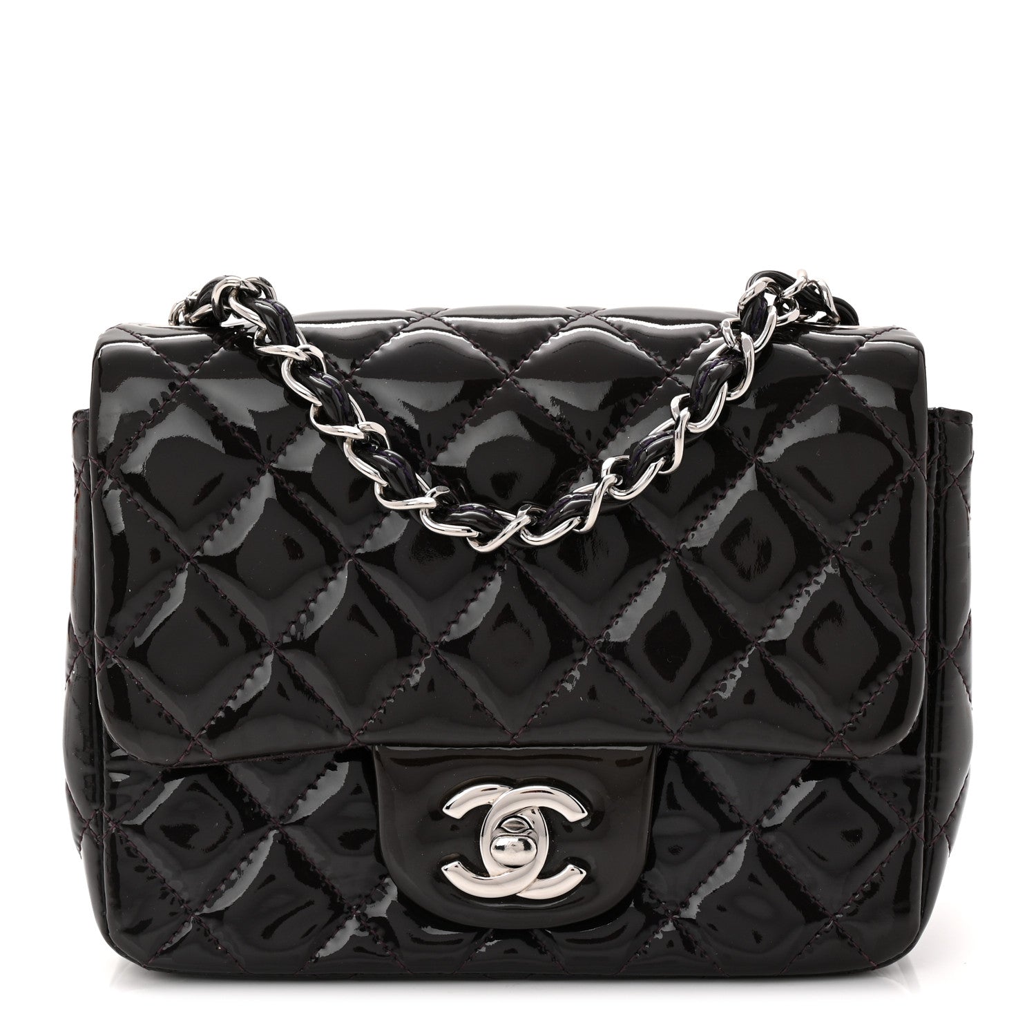 Chanel Patent Quilted Mini Square Flap Purple 1 of 10