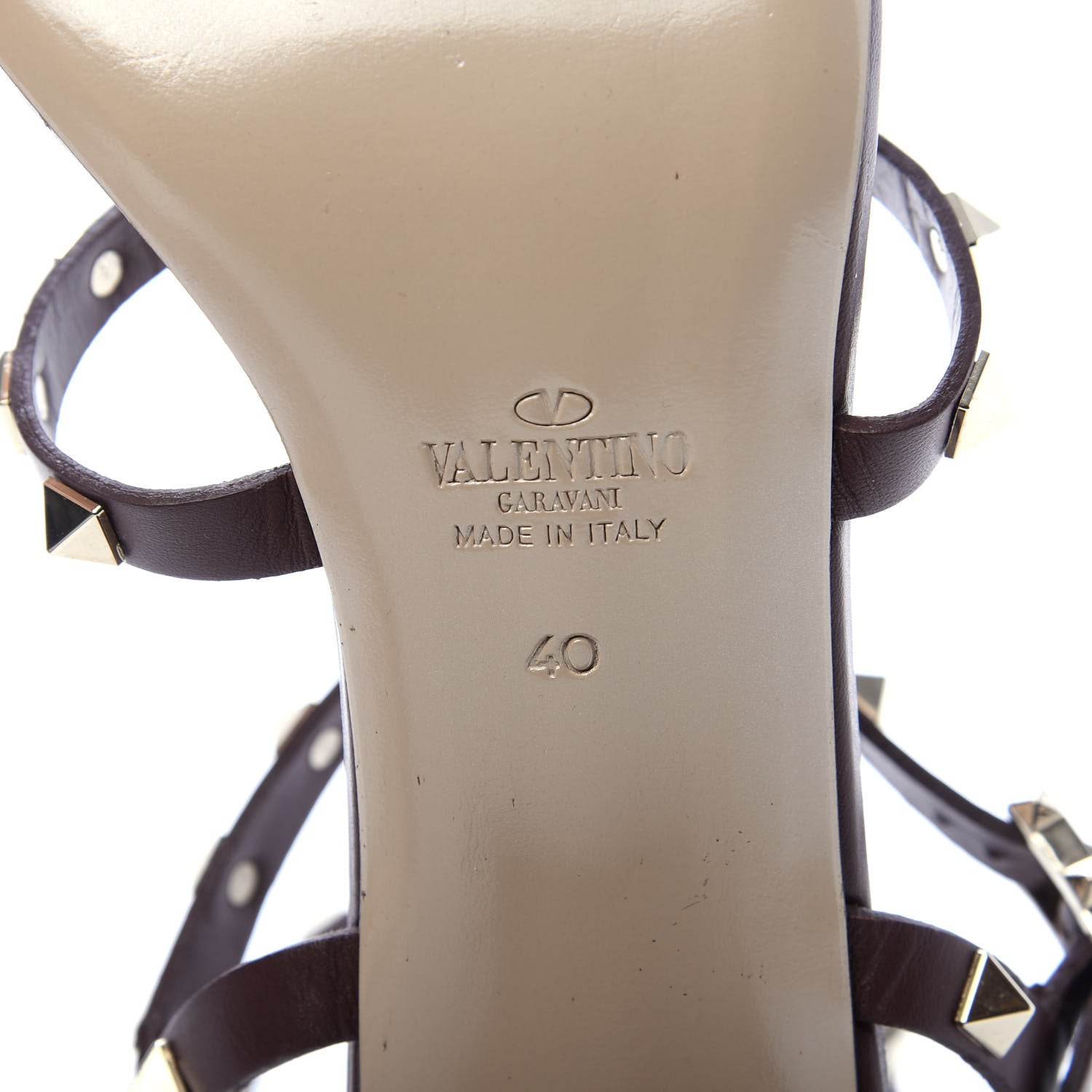 Valentino Garavani Calfskin Rockstud 60mm City Sandals 40 Light Brown 7 of 7