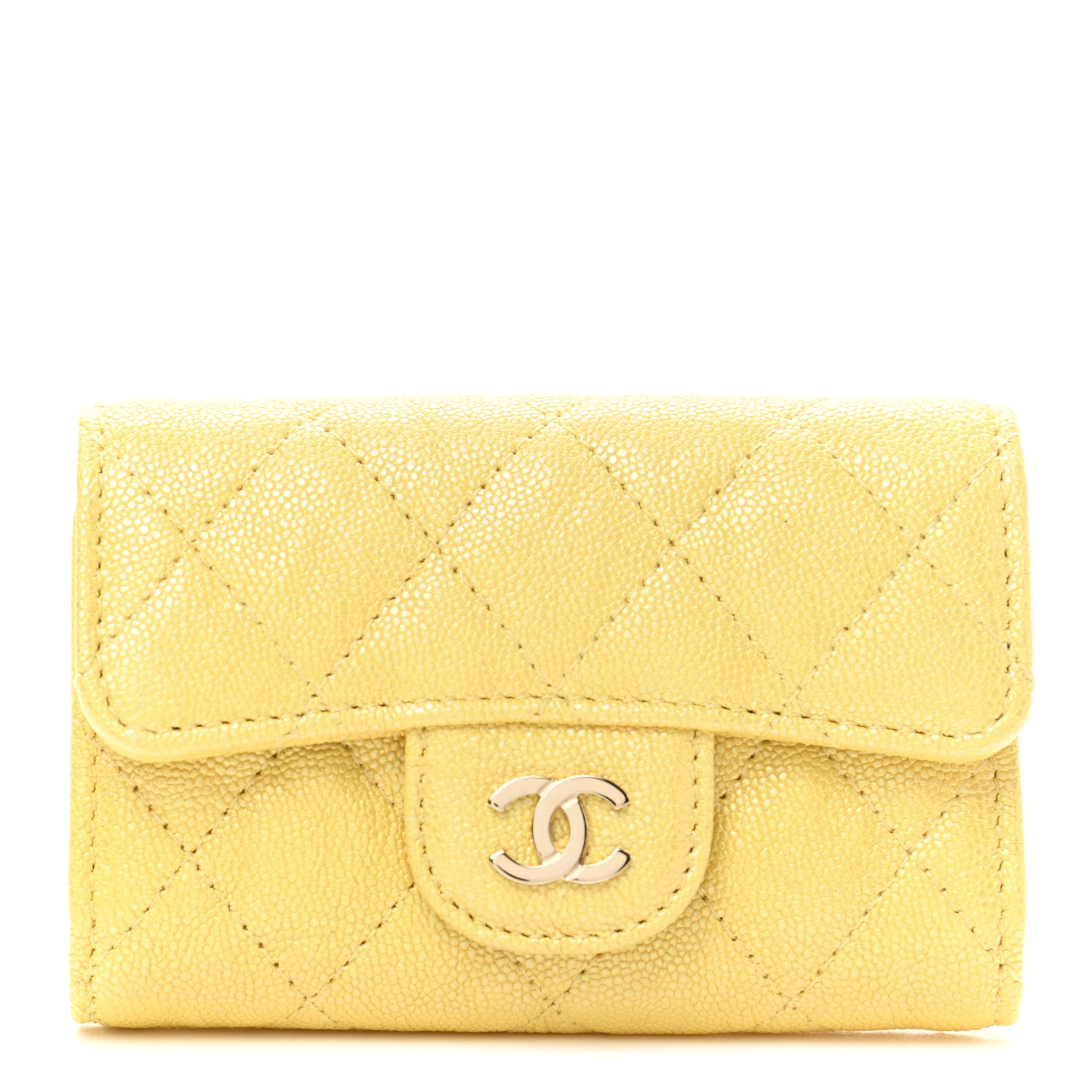 Chanel Iridescent Caviar Quilted Classic 4 Key Holder Wallet Yellow 1 of 9